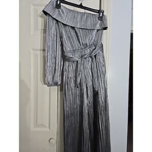 Justice Girls Silver Striped Ruffle One Shoulder Jumpsuit, Size M (10)